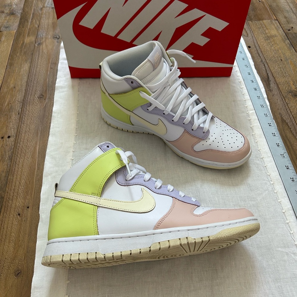 Pre-owned Moderately Used Dunk High Lemon Twist/Cashmere. 12 Women’s 10.5 Men’s